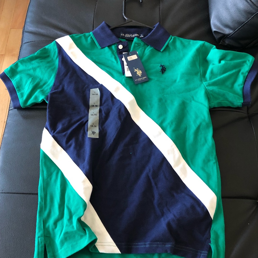 US Polo Association green polo size kids large